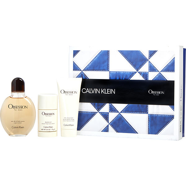 Calvin Klein Obsession Eau De Toilette Spray 4 oz & Aftershave Balm Alcohol Free 3.4 oz & Deodorant Stick Alcohol Free 2.6 oz - Үнэртэй ус