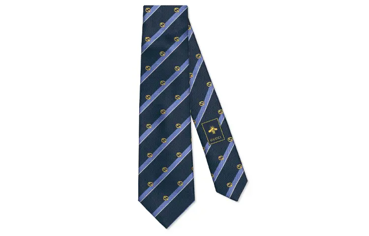 GUCCI Silk Ties Men's Dark Blue And Light Blue