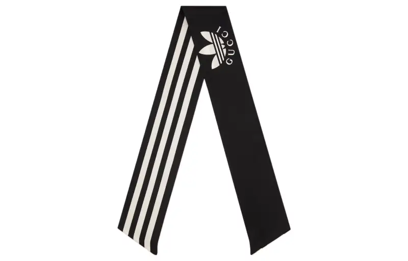 GUCCI X Adidas Striped Silk Neck Bow