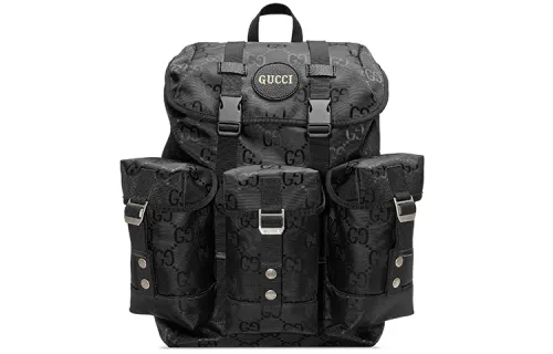 GUCCI Nylon With Leather Backpack Men's Black
