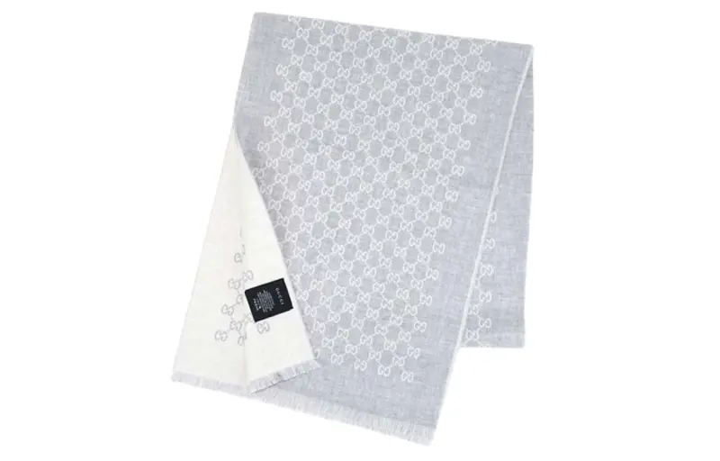 GUCCI Wool Knit Scarves Men's Gray/White