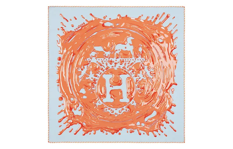 HERMES Scarves Women's Sky Blue/Apricot