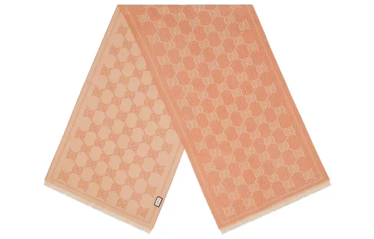 GUCCI Knit Scarves Unisex Pink/Beige