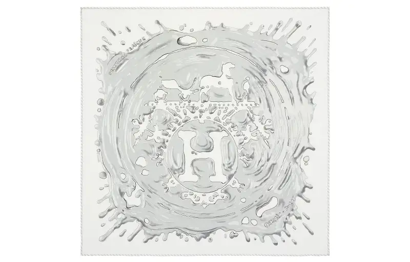 HERMES Peinture Fraiche Scarves Women's White/Gray