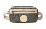 GUCCI Nylon With Leather Sling Bag, Fanny Pack Unisex Dark Gray