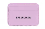 Balenciaga Grain Calfskin Card Holder Mini Women's Light Purple