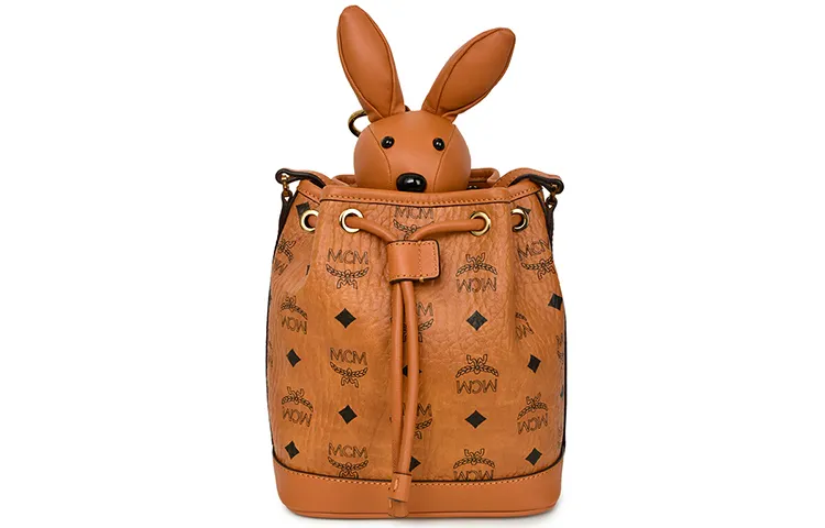 MCM Visetos Canvas Bucket Bags Crossbody Bag, Shoulder Bag Women's Brown & Cognac