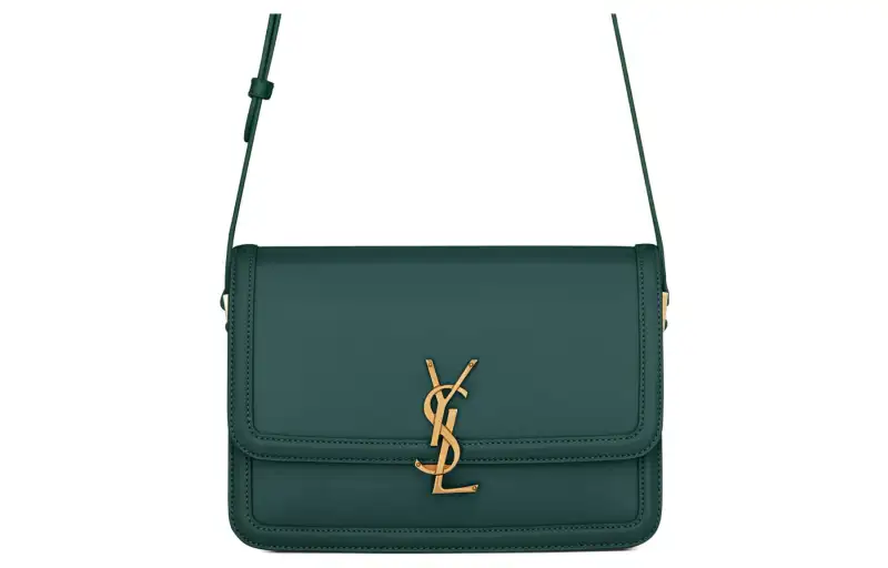 SAINT LAURENT SOLFERINO Cow Leather Tofu Bag, Shoulder Bag, Crossbody Bag Medium Women's Green