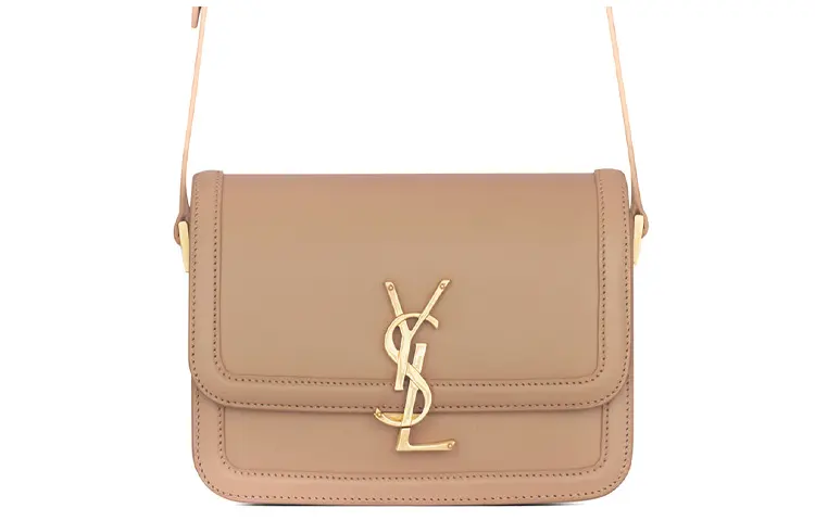 SAINT LAURENT SOLFERINO Leather Crossbody Bag, Shoulder Bag Women's Milk Tea
