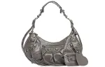 Balenciaga Leather One Shoulder Handbag, Crossbody Bag Regular Women's Gray