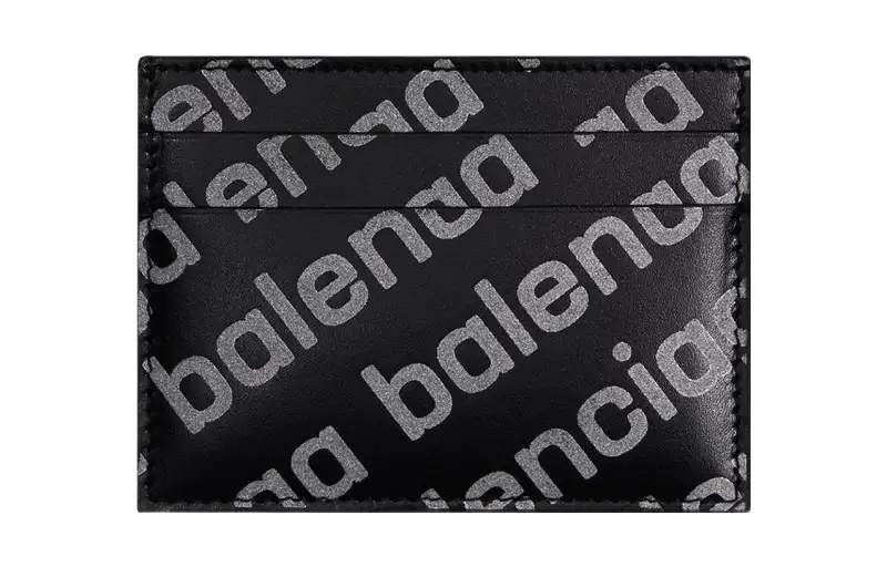 Balenciaga Allover Logo Print Cardholder Black/Silver tone