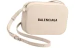 Balenciaga Leather Camera Bag, Shoulder Bag, Crossbody Bag Women's Beige