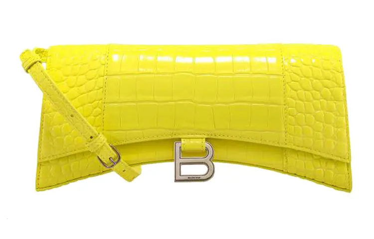 Balenciaga Metal Accessories Cow Leather Shoulder Bag Women's Yellow
