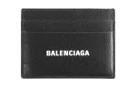 Balenciaga Cash Letter Print Smooth Calfskin Card Holder Card Holder Unisex Black