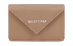 Balenciaga Papier Cow Leather Wallet Mini Unisex Brown
