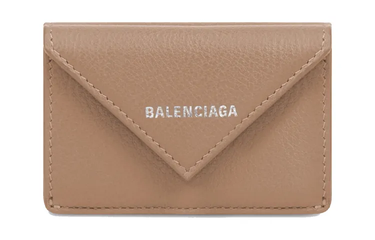 Balenciaga Papier Cow Leather Wallet Mini Unisex Brown