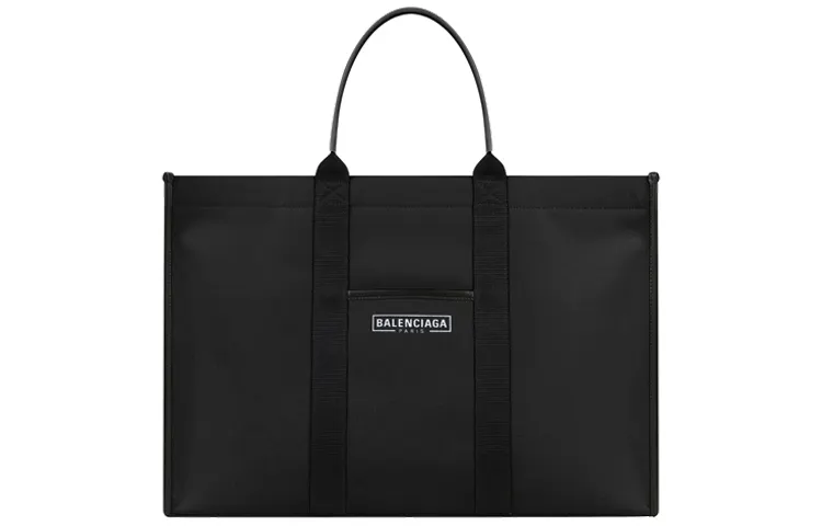 Balenciaga Letter Print Polyester Tote Bag, Shopping Bag, Handbag Men's Black