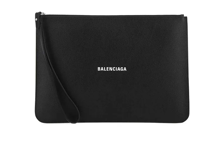 Balenciaga Cow Leather Clutch Regular Men's Black