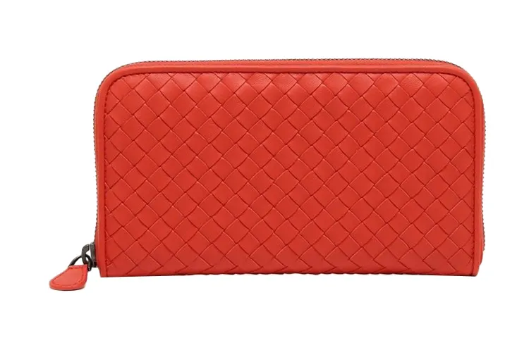 Bottega Veneta Sheepskin Clutch Wallet Women's Red
