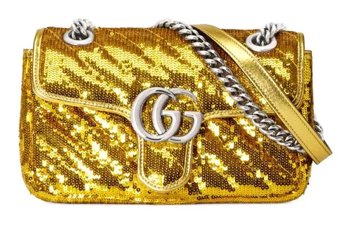GUCCI Silk Blend With Genuine Silk Crossbody Bag, Shoulder Bag Small Women's Gold