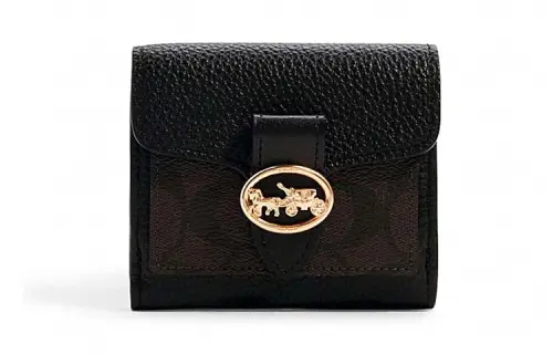 COACH Canvas With Leather Wallet Small Women's Black