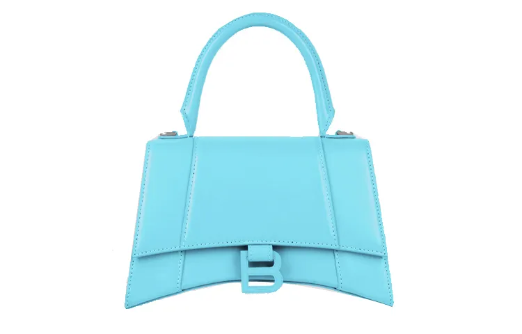 Balenciaga Hourglass Cow Leather Shoulder Bag, Crossbody Bag, Handbag Small Women's Blue