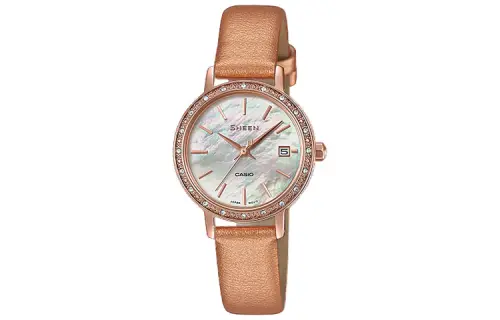 CASIO Women's SHEEN Mother Of Pearl Color Watch SHE-4060PGL-4A
