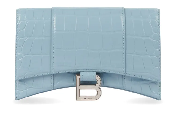 Balenciaga Hourglass Cow Leather Wallet Women's Blue