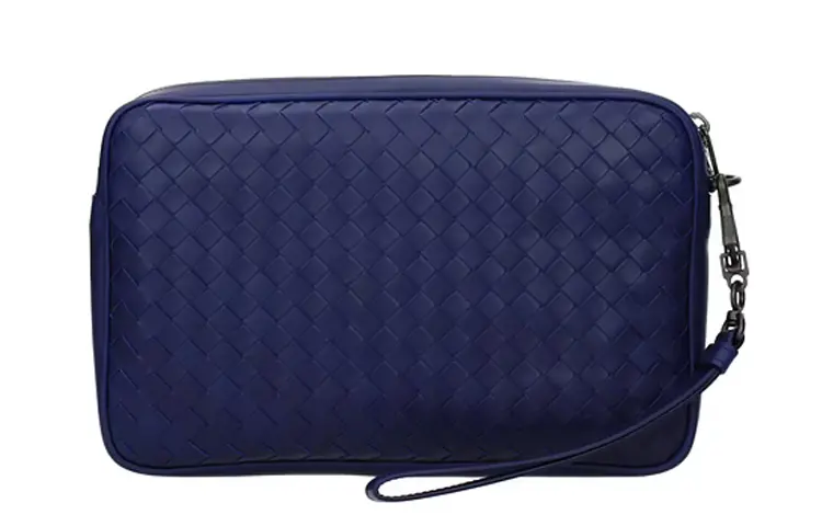 Bottega Veneta Leather Clutch Unisex Blue