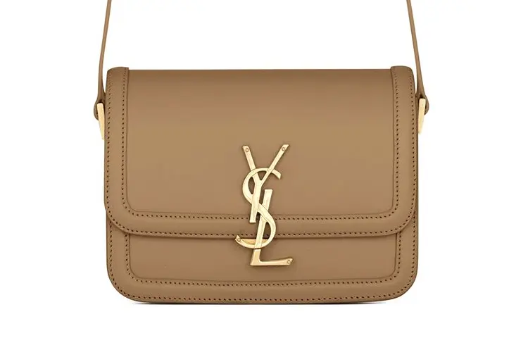 SAINT LAURENT SOLFERINO Leather Tofu Bag, Crossbody Bag, Shoulder Bag Women's Natural Brown