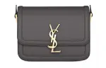SAINT LAURENT SOLFERINO Leather Tofu Bag, Shoulder Bag, Crossbody Bag Women's Gray White