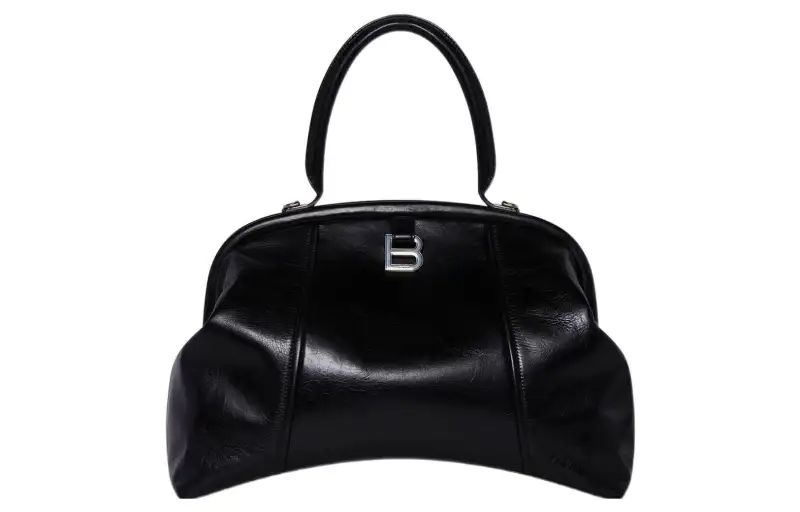 Balenciaga EDITOR Paper Calfskin Hourglass Bag, Shoulder Bag Large Women's Black