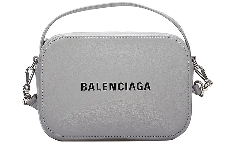 Balenciaga Leather Camera Bag, Shoulder Bag, Crossbody Bag, Handbag Women's Gray