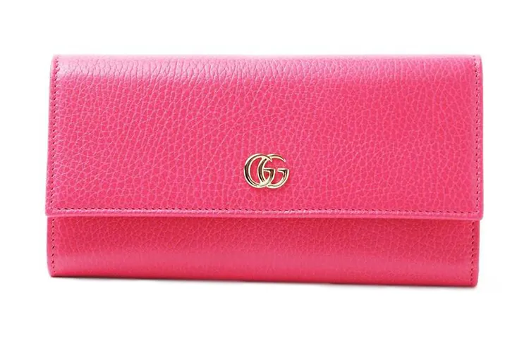 GUCCI GG Marmont Leather Wallet Women's Pink