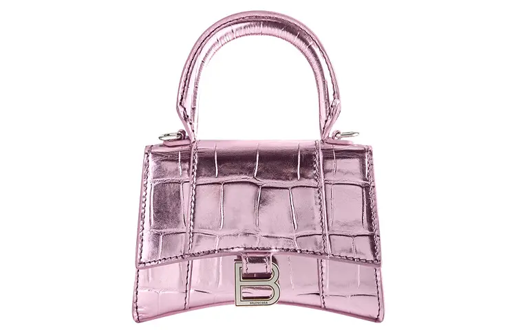Balenciaga Hourglass Top Handle Mini Pink Metallized
