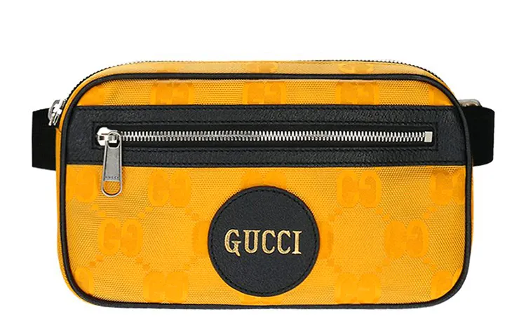 GUCCI Nylon With Cow Leather Waist Bag Chest Bag Unisex Yellow/Black