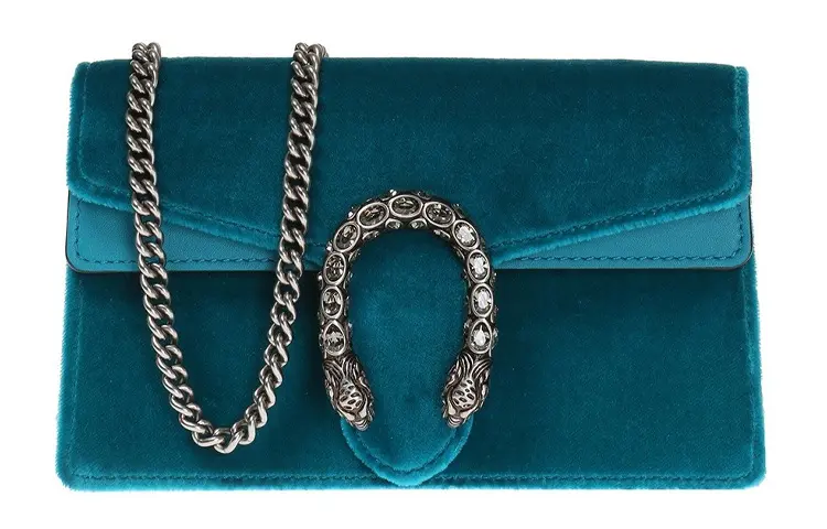 GUCCI Dionysus Velvet Shoulder Bag, Crossbody Bag Extra Mini Women's Peacock Green