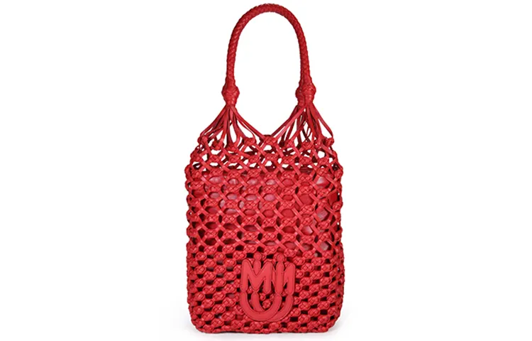 MIU MIU Sheepskin Tote Bag, Shopping Bag, Handbag Women's Red