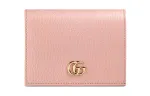 GUCCI Marmont Leather Card Holder Women's Pink