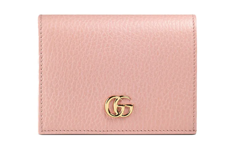 GUCCI Marmont Leather Card Holder Women's Pink