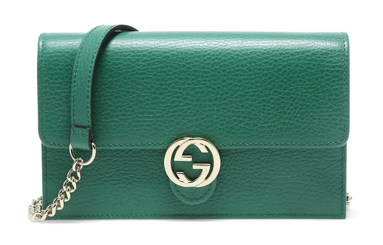 GUCCI Cow Leather Messenger Bag, Envelope Bag, Wallet, Crossbody Bag, Shoulder Bag Women's Green