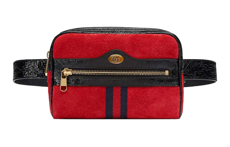 GUCCI Ophidia Patent Leather Binding Shoulder Bag, Crossbody Bag, Sling Bag, Fanny Pack Small Unisex Red & Black