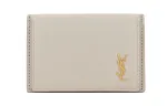SAINT LAURENT Grain Leather Card Holder Women's Vintage White