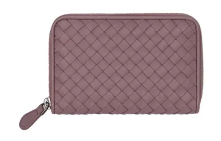 Bottega Veneta Leather Wallet Women's Pink Gray