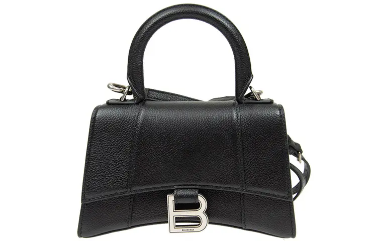 Balenciaga Grained Hourglass Top Handle Xs Black