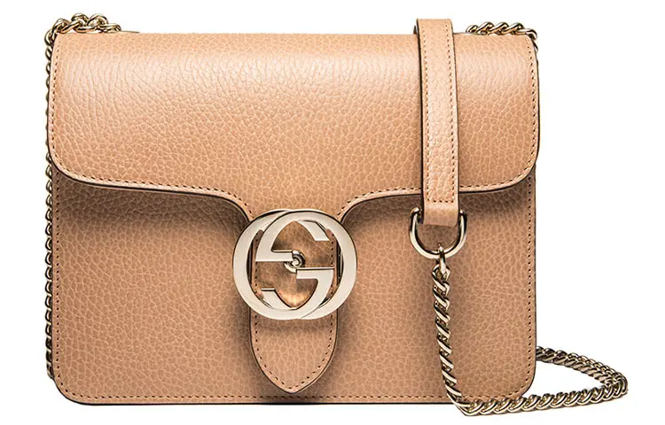 GUCCI Litchi Grain Leather Messenger Bag, Trunk Bag, Handbag, Crossbody Bag, Shoulder Bag Women's Yellow