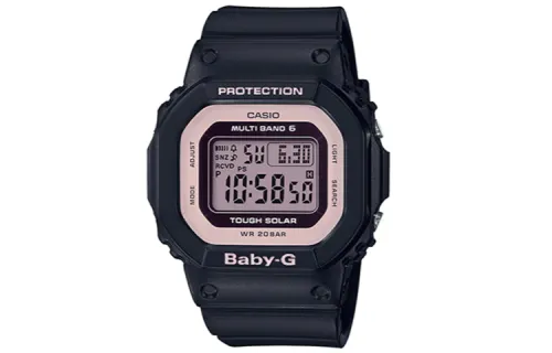 CASIO Casio, retro shockproof quartz watch strap solar-powered, women's watch, fuchsia dial, quartz mechanism, Japanese and Korean