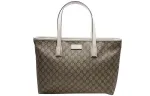 GUCCI PVC Tote Canvas Bag, One Shoulder Handbag Women's Ebony/White