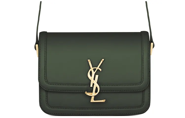 SAINT LAURENT SOLFERINO Cow Leather Tofu Bag, Crossbody Bag, Shoulder Bag Women's Dark Green