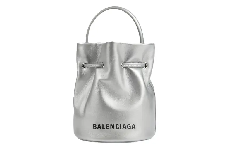 Balenciaga Logo Label Handbag Women's Silver Gray